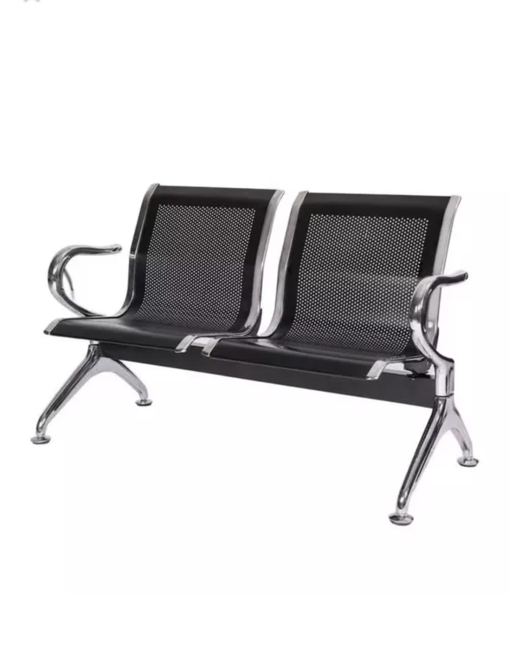 2-Seater Waiting Bench - Black Perforated Steel