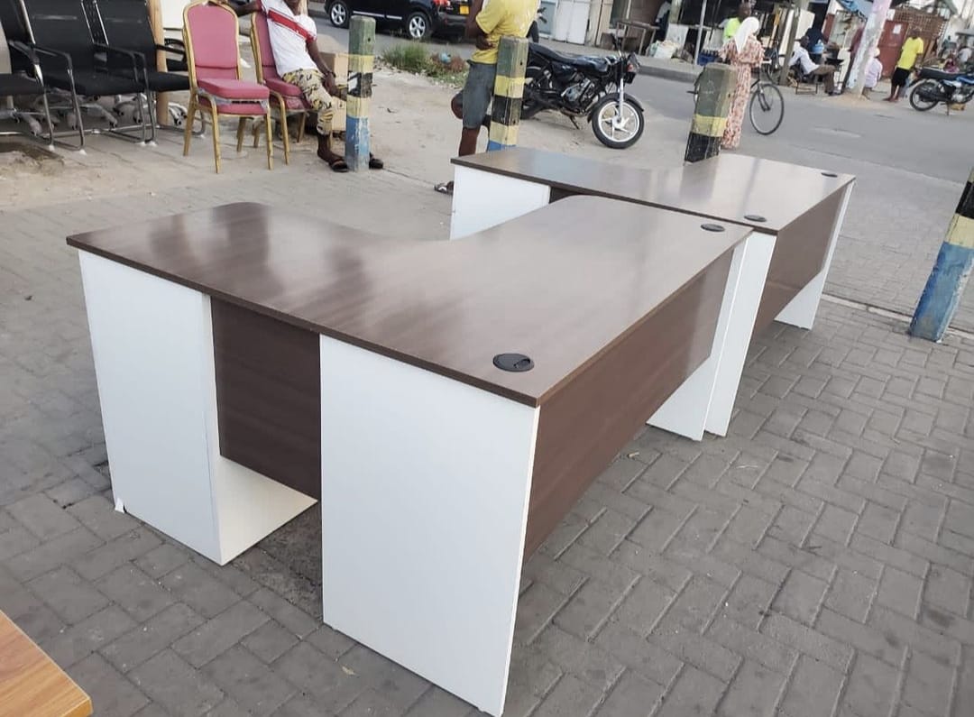 L-Shape Executive Desk - Walnut/White
