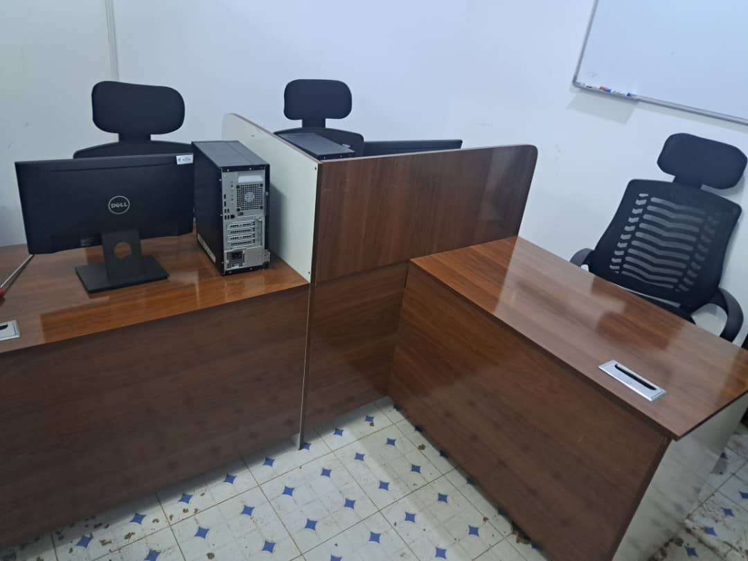 3-Person Office Workstation with Dividers - Walnut