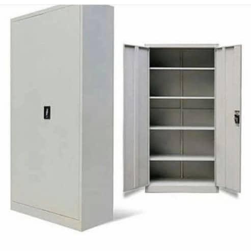Steel Storage Cabinet - Grey, 2-Door, 4 Shelves