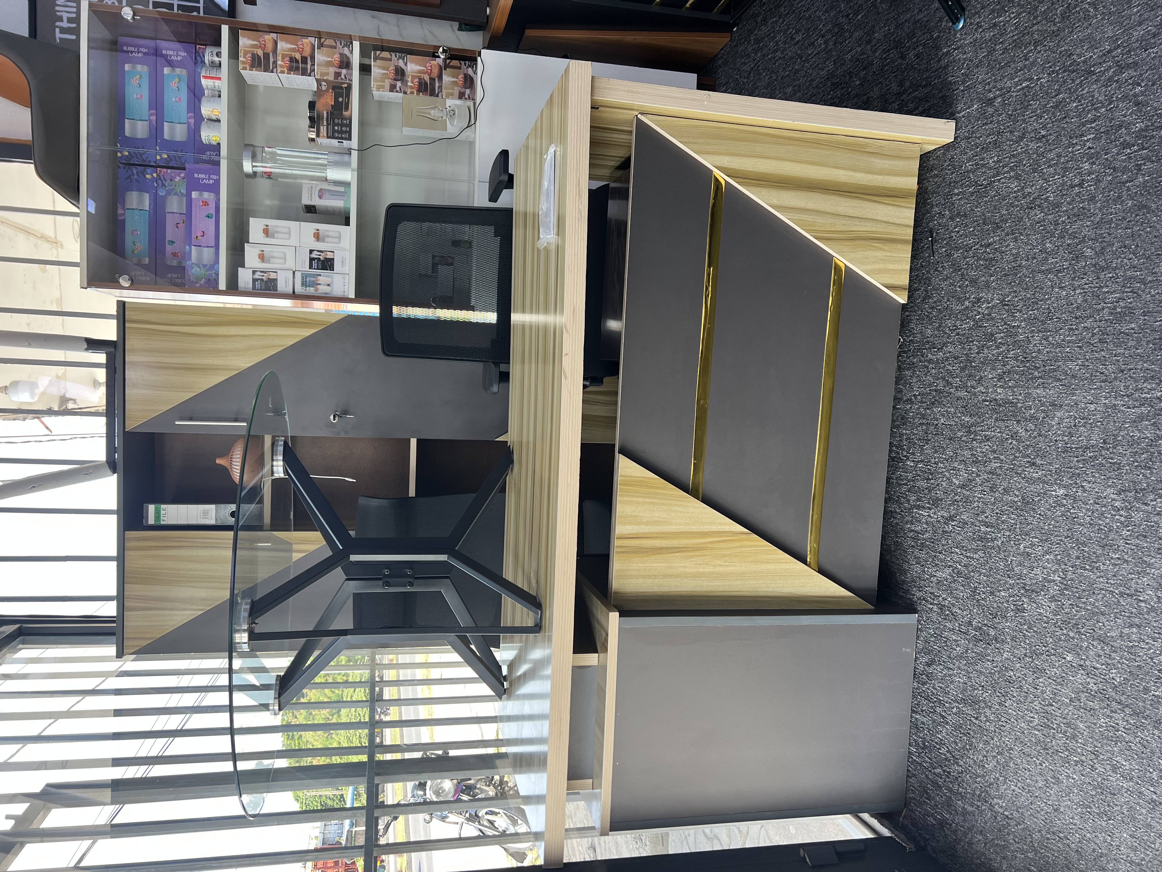 Executive L-Shape Desk - with 1 chair and Cabinet