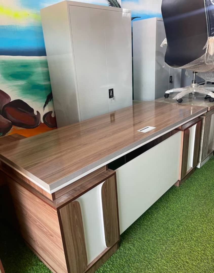 Executive Office Table - Walnut & White Two-Tone