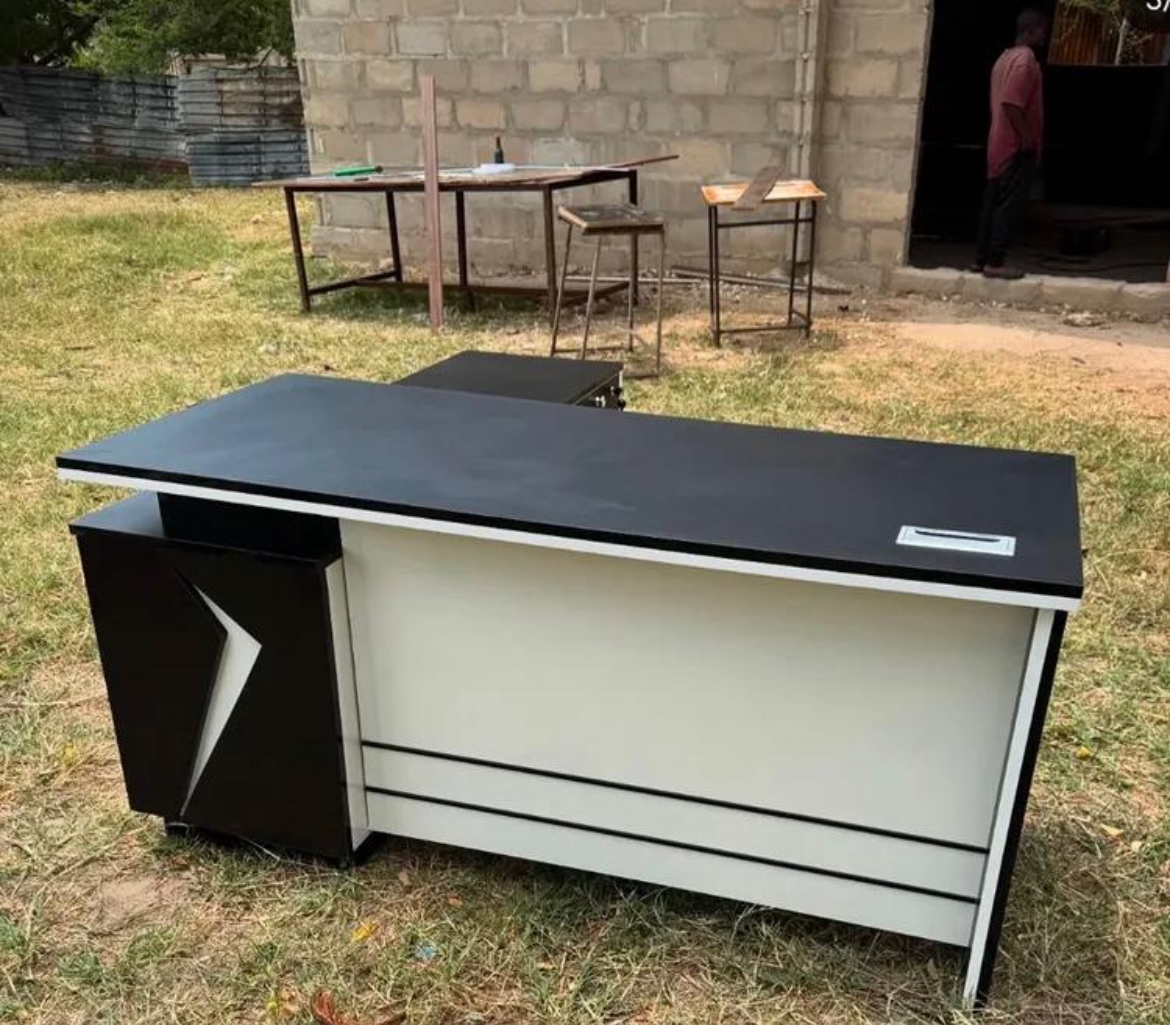 Standard Office Desk - Black Top / Grey Body with Storage
